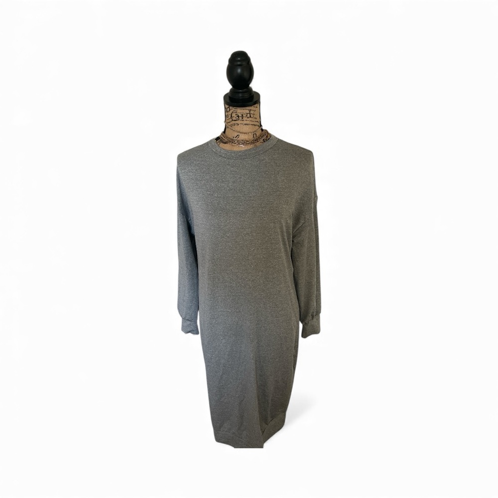 Gray Long Sleeve Sweater Dress